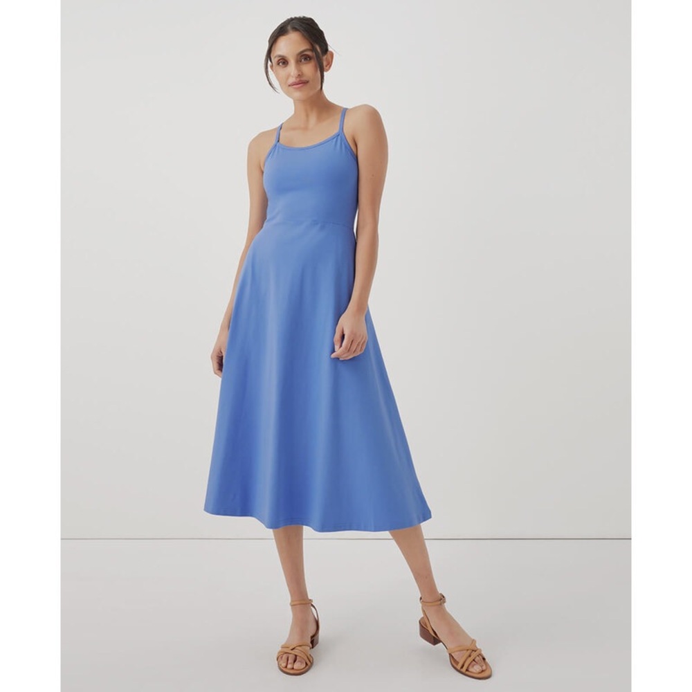 NWT Pact Fit & Flare Midi in Wedgewood 2X